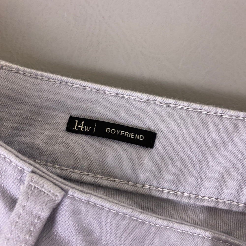 Talbots Flawless Five-Pocket Boyfriend Pants 14W Light Gray Cotton Lyocell - Picture 3 of 12